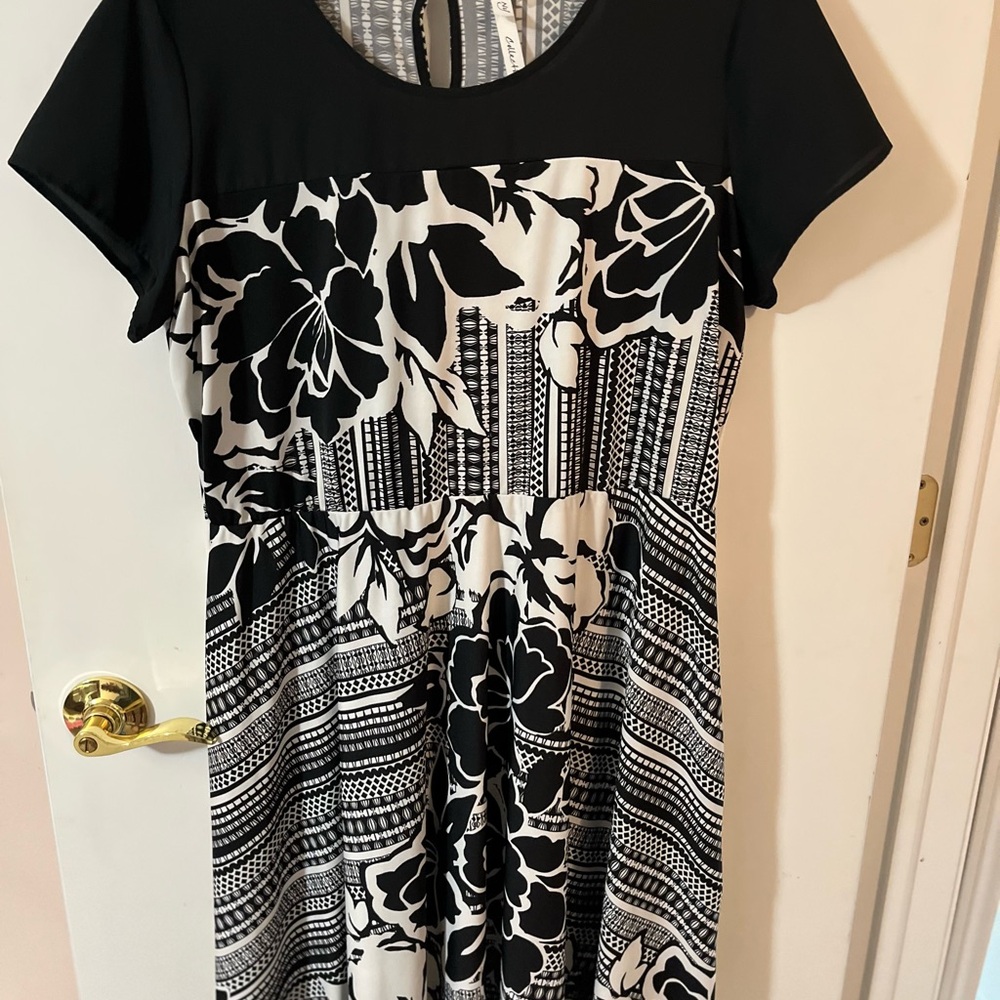 NY Collection women’s XL  Black and White Floral Dress